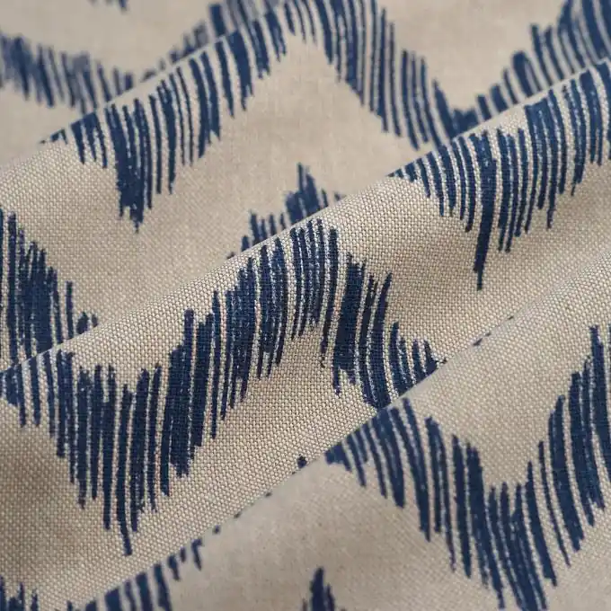 Dicker Baumwollstoff Linenlook Ikat Blau Hochwertig