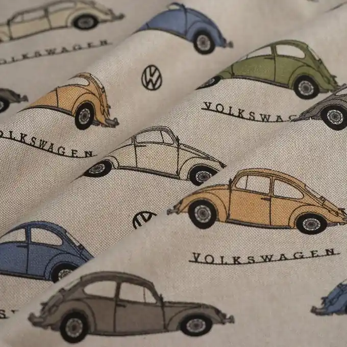 Neue Ware Dicker Baumwollstoff Leinenlook VW-Käfer beige