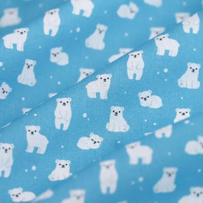 Popeline Baumwolle Eisbär Blau Im Trend