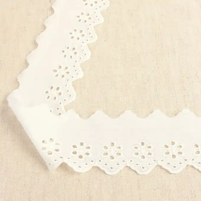 Begrenztes Angebot Band mit Stickereien Blumen Ecru 50mm