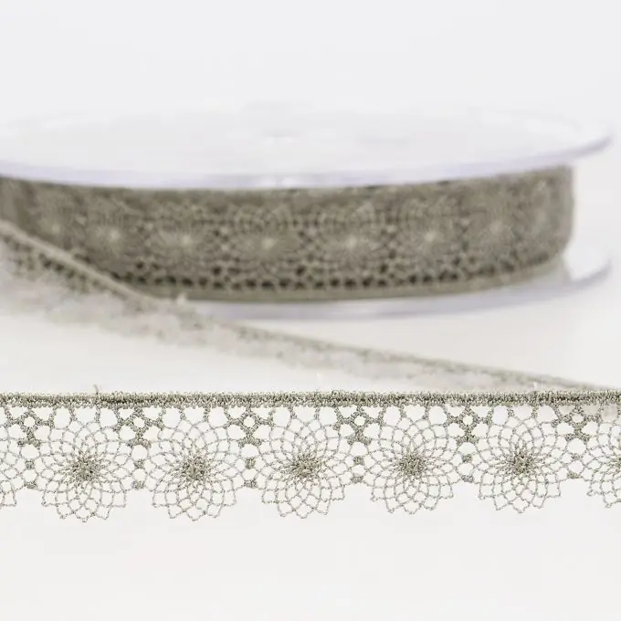 Band mit Stickereien Tüll 16mm Dunkelgrau Im Trend