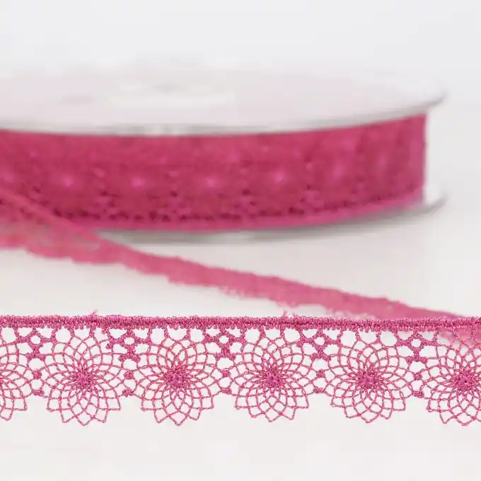 Band mit Stickereien Tüll 16mm Pink Neue Ware