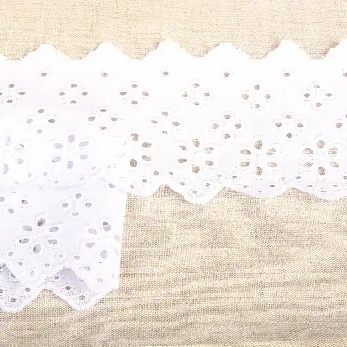 Band mit Stickereien Blumen 63mm Weiß Sichere Zahlung