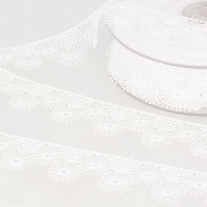 Band mit Stickereien Sonne Tüll 30mm Weiß Nur Heute