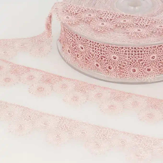 Beliebt Band mit Stickereien Tüll Sonnen 30mm Blassrosa