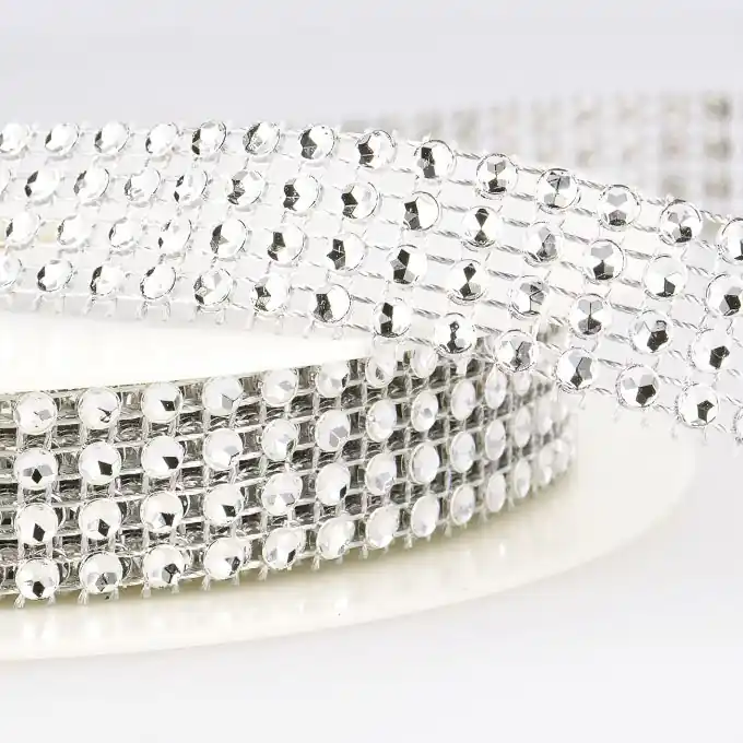 Borte Strass 40mm Silbern Neue Ware