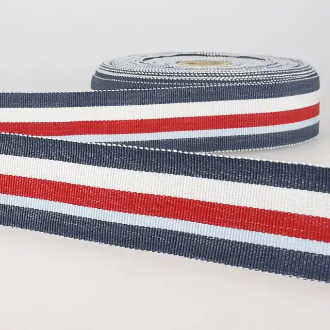 Mengenrabatt Grobkörniges Band Streifen Marineblau Bunt 25mm