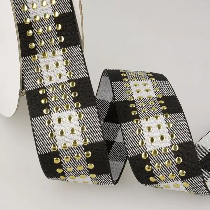 Gummiband Schottenmuster Schwarz/Weiß Begrenztes Angebot