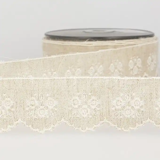 Band Broderie Anglaise Leinen 31mm Blumen Jetzt Kaufen