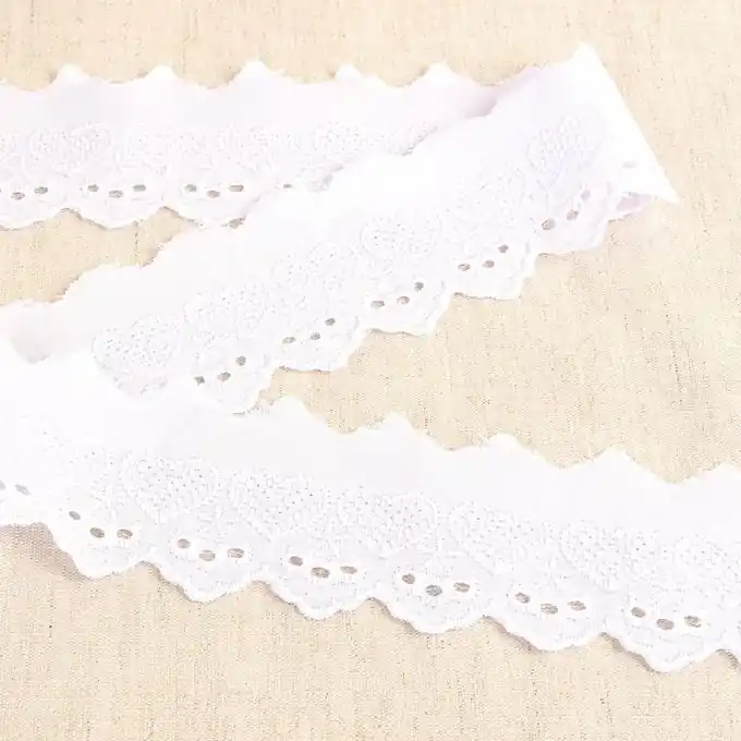 Letzte Chance Band Stickereien Herzen/Sterne 50mm Weiß