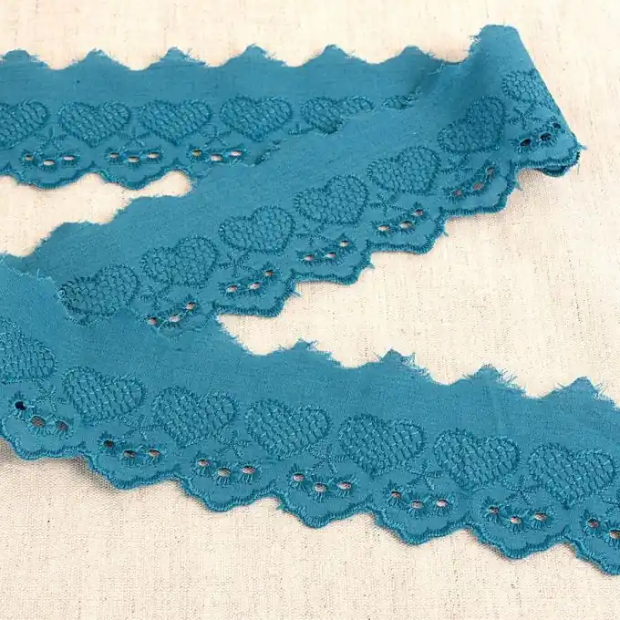 Band Stickereien Herzen/Sterne 50mm Entenblau Mengenrabatt