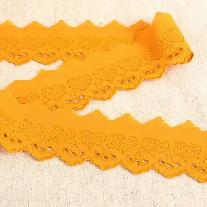 Band Stickereien Herzen/Sterne 50mm Senfgelb Versand Am Gleichen Tag