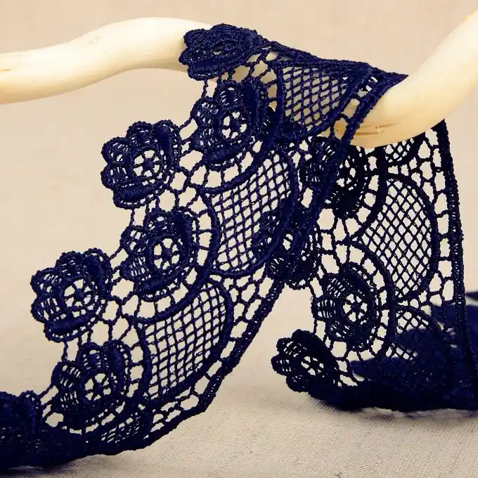 Guipure-Band Blumen Nachtblau 45mm Hochwertig