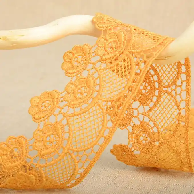 Guipure-Band Blumen Senfgelb 45mm Wochenendangebot