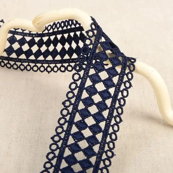 Guipure-Band geometrisch gemustert Marineblau 42mm Ab Werk