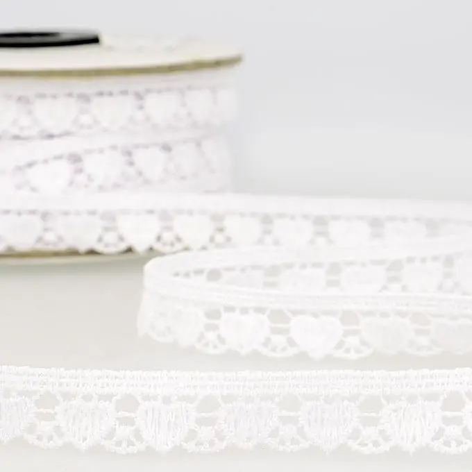 Guipure-Band Herz 13mm Weiß Neuheit