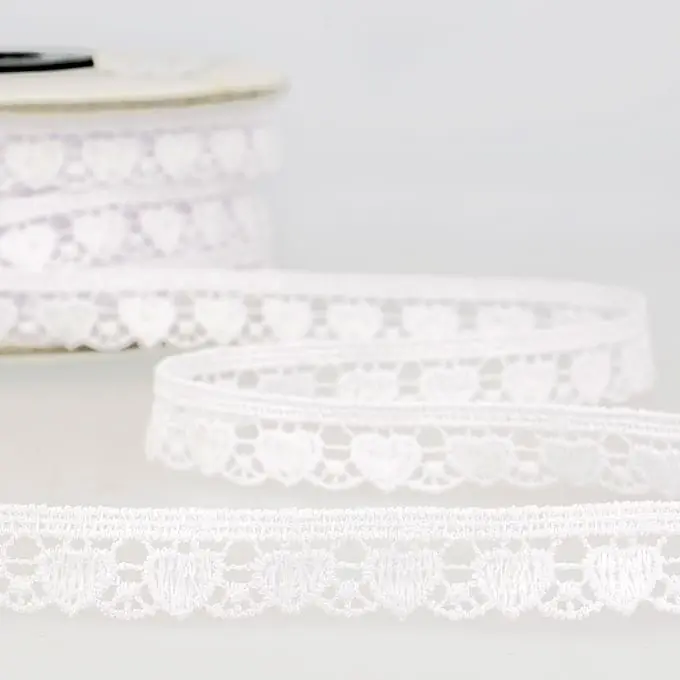 Hochwertig Guipure-Band Herz 13mm Ecru