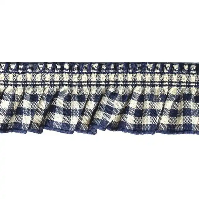 Direkt Vom Hersteller Gummiband gerafft Karos Marineblau/Ecru 5mm