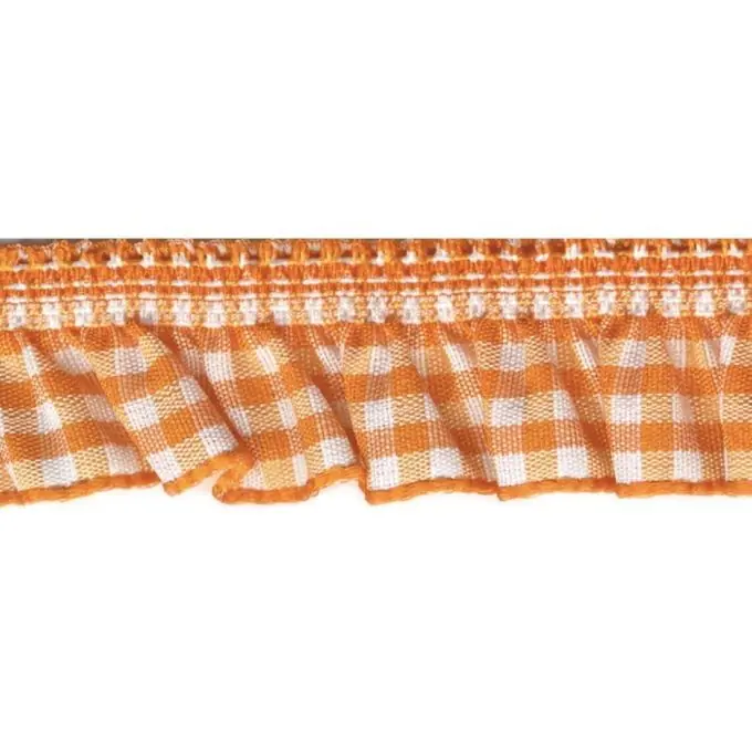 Gummiband gerafft Karos Orange/Weiß 5mm Original