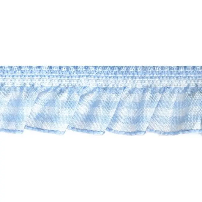 Gummiband gerafft Karos Himmelblau/Weiß 5mm Hochwertig