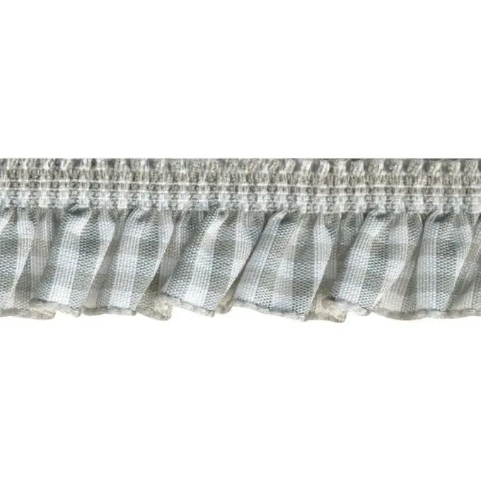 Aktuell Gummiband gerafft Karos Taupe/Weiß 5mm