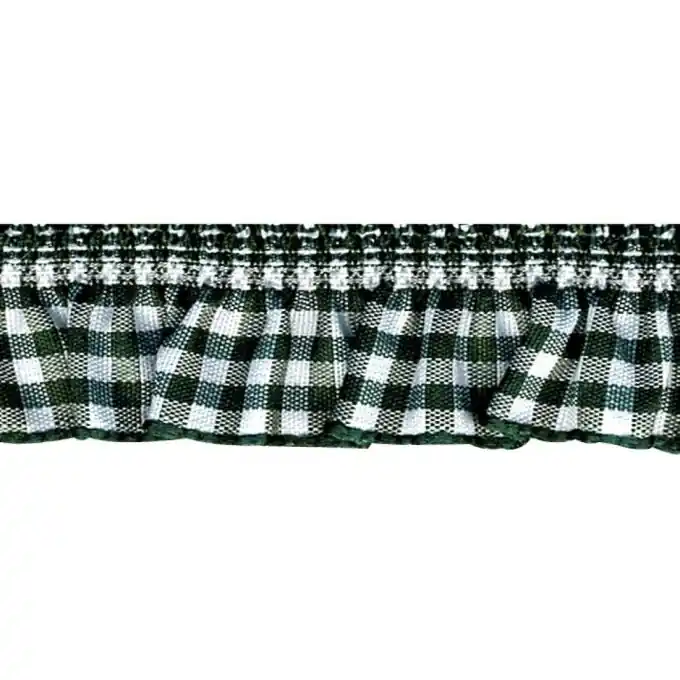 Aktuell Gummiband gerafft Karos Flaschengrün/Weiß 5mm