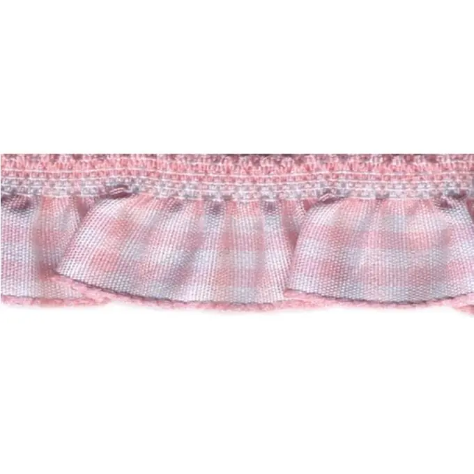 Gummiband gerafft Karos Blassrosa/Weiß 5mm Markenprodukt