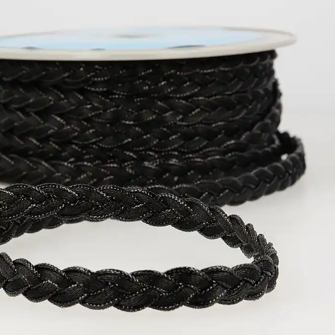 Preiswert Band geflochten Metallic/Schwarz
