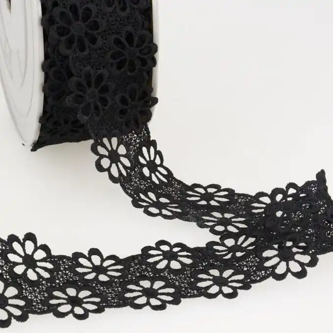 Garantierte Lieferung Guipure-Spitze 40mm Schwarz