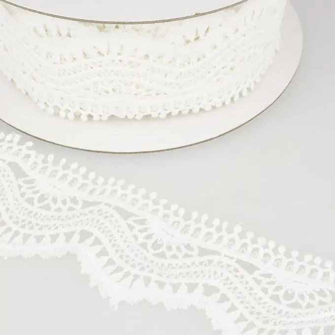 Guipure-Band Welle 60mm Weiß Weltweiter Versand