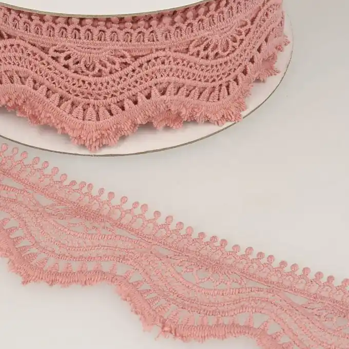 Guipure-Band Welle 60mm Blassrosa Billig