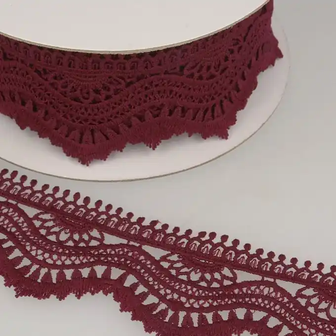 Jetzt Zugreifen Guipure-Band Welle 60mm Weinrot