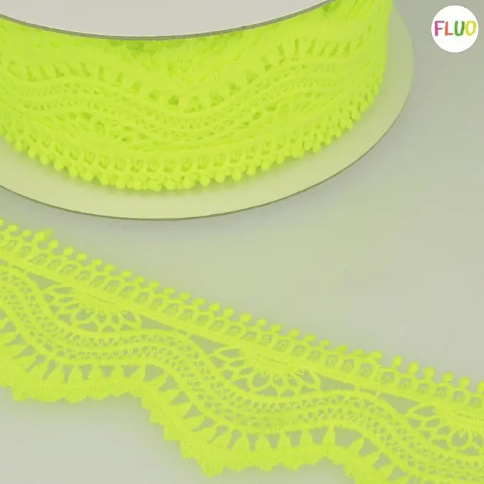 Preis Gesenkt Guipure-Band Welle 60mm Neongelb