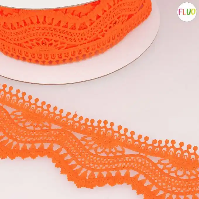 Guipure-band Welle 60mm Neon Orange Im Trend