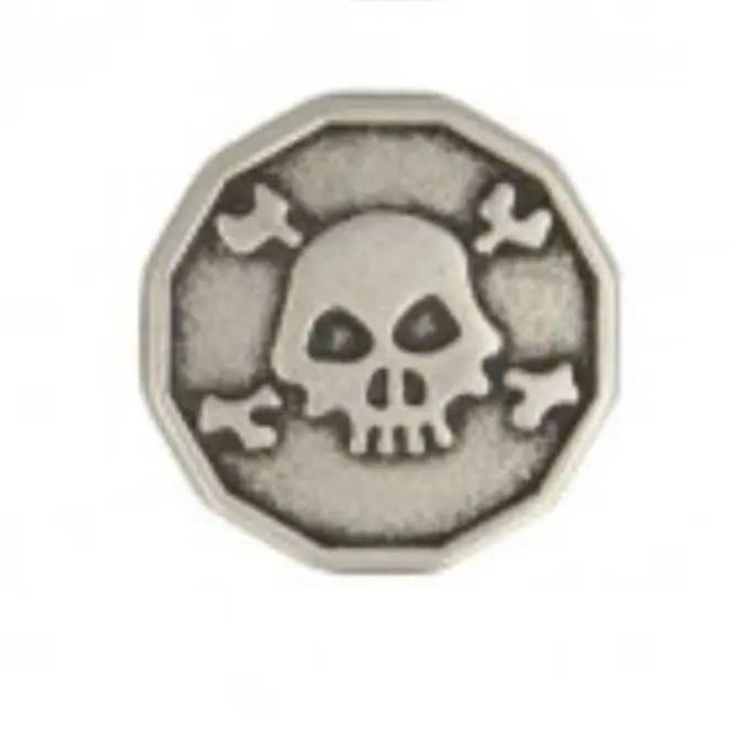 Markenware Knopf Totenkopf antik silberfarben 20mm