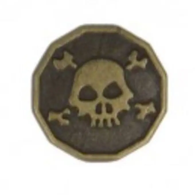 Schneller Versand Knopf Totenkopf antik goldfarben 20mm