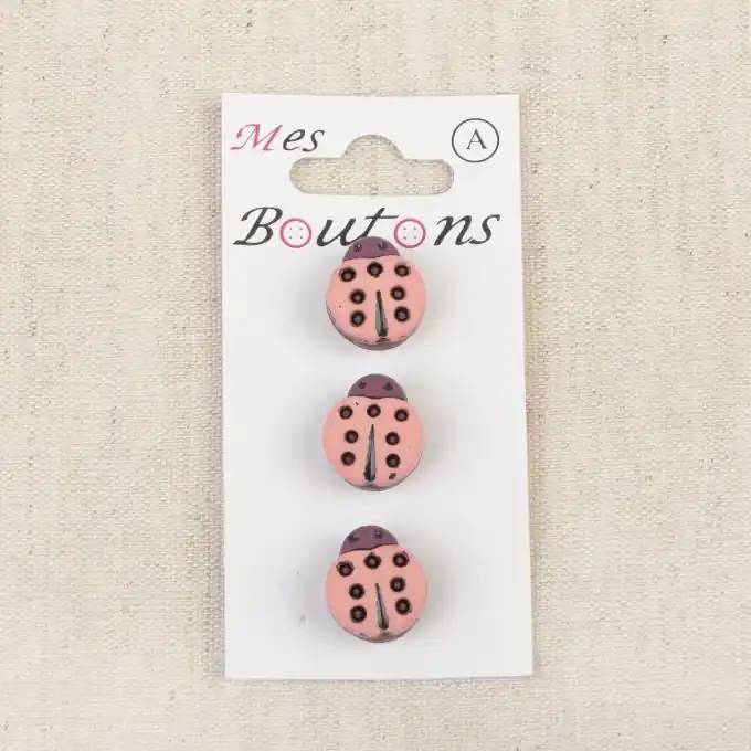 3er Set Knöpfe Marienkäfer Pfirsichfarben Neue Kollektion