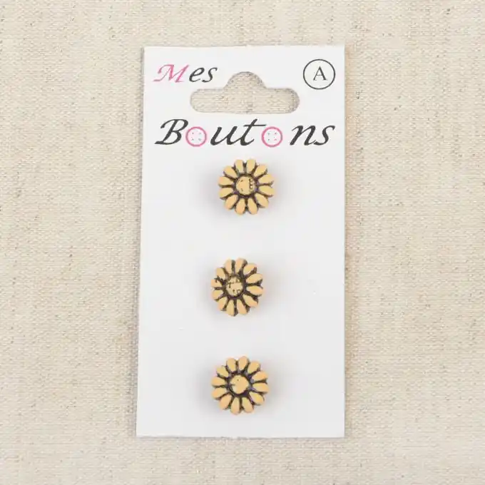 Premium 3er Set Knöpfe Gänseblümchen Gelb