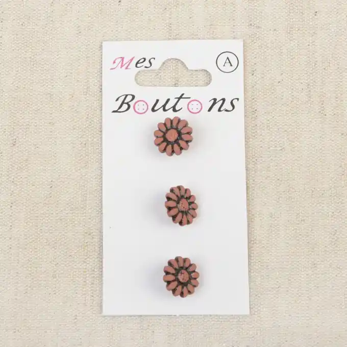 Weltweiter Versand 3er Set Knöpfe Gänseblümchen Pfirsichfarben