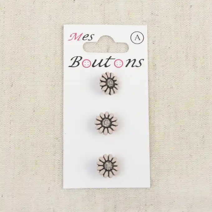 3er Set Knöpfe Gänseblümchen Ecru Heute Kaufen