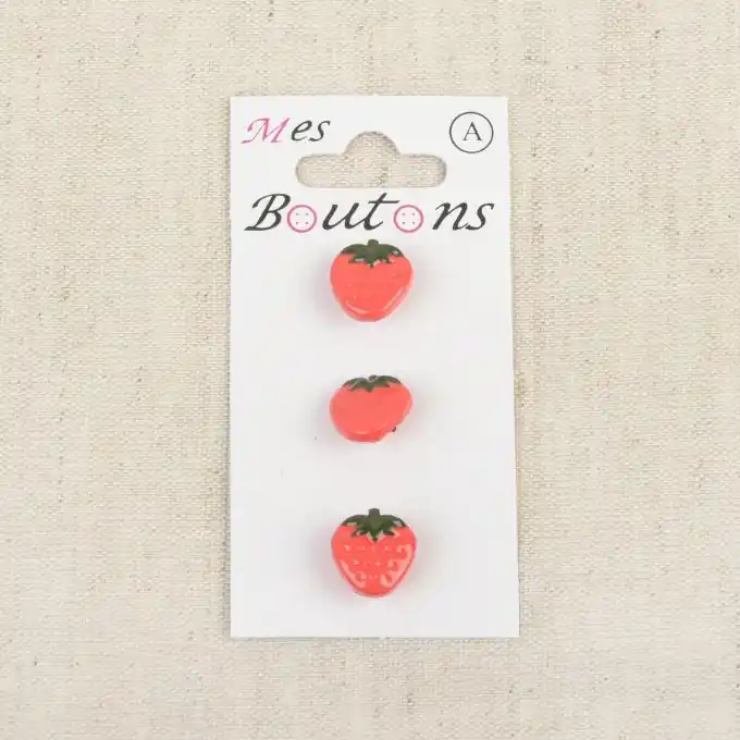 Begrenztes Angebot 3er Set Knöpfe Erdbeeren Rosa