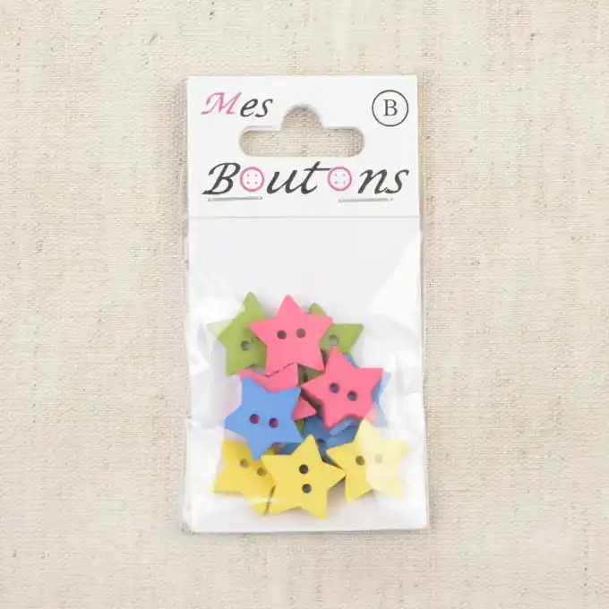 Aktuell Set Knöpfe Sterne Bunt