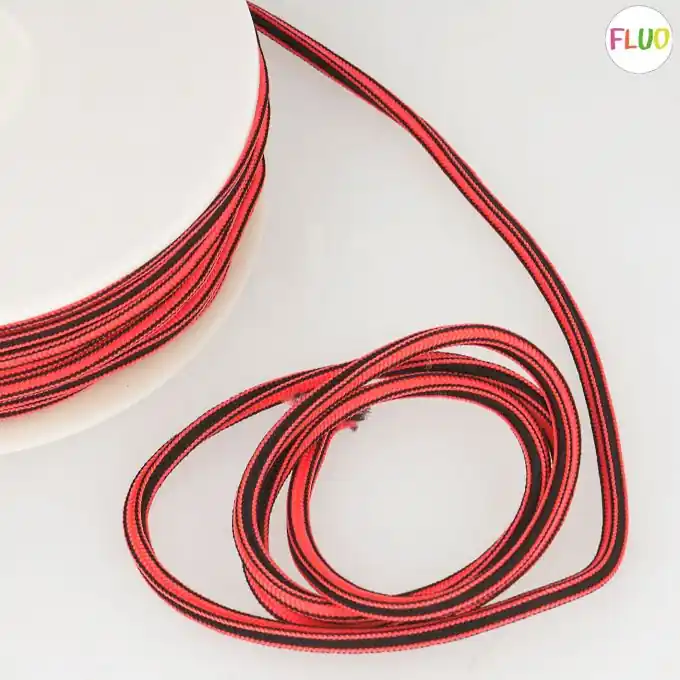 Preisknaller Schnürsenkel 4mm Streifen Neonpink/Schwarz Meterware