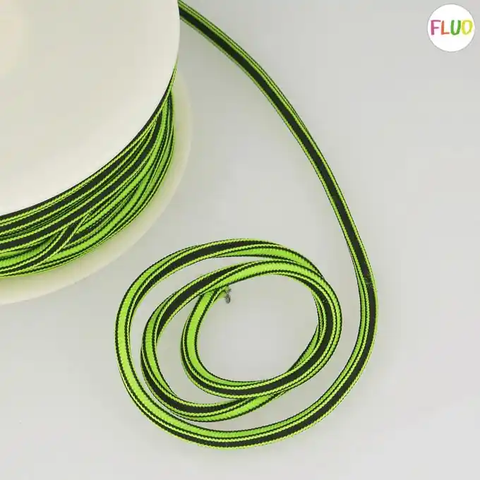 Kracherpreis Schnürsenkel 4mm Streifen Neongrün/Schwarz Meterware