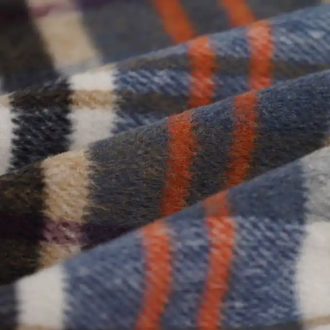 Sonderaktion Wollstoff Polyester Wolle Karo écru