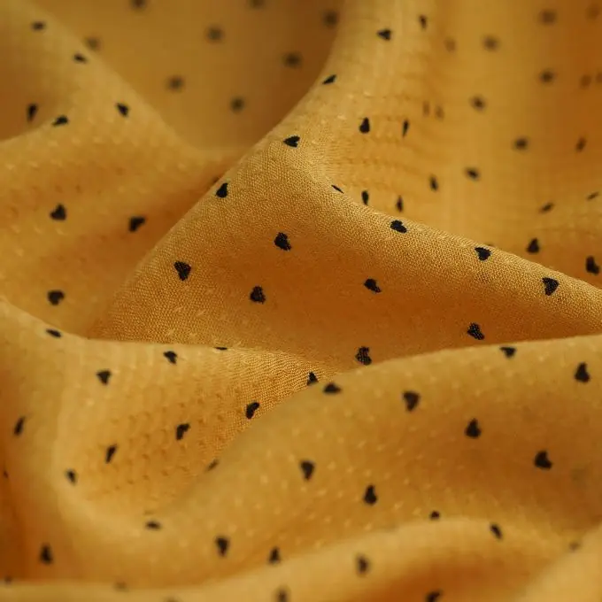 Top-Angebot Viskose-Popeline Dobby Herzen senfgelb