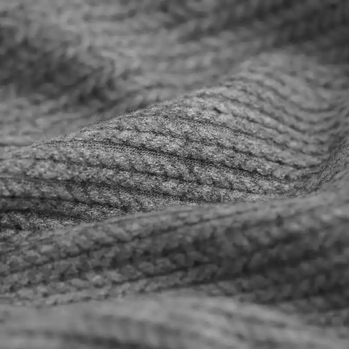 Gerippter Strickstoff Polyester Grau meliert Gratis Versand