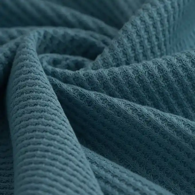 Waffelfrottee Baumwolle Polyester blau Rabatt
