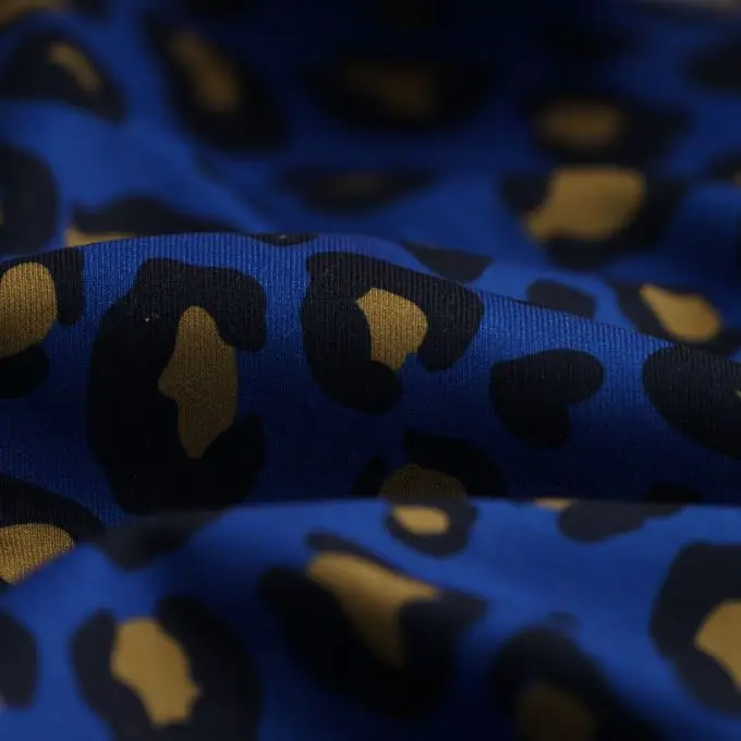 Top-Angebot Polyesterjersey Leopardenmuster blau