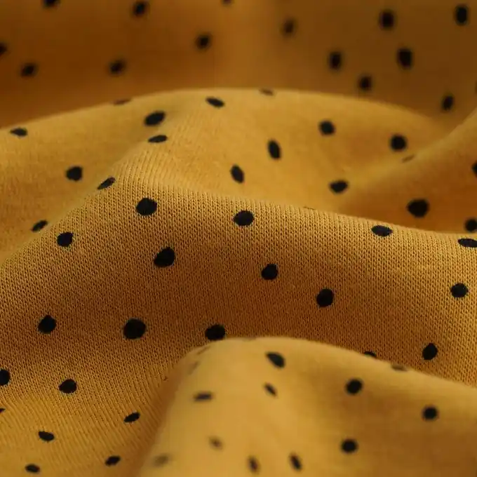 Sweatshirtstoff mit Punkten senfgelb Sofort Bestellen